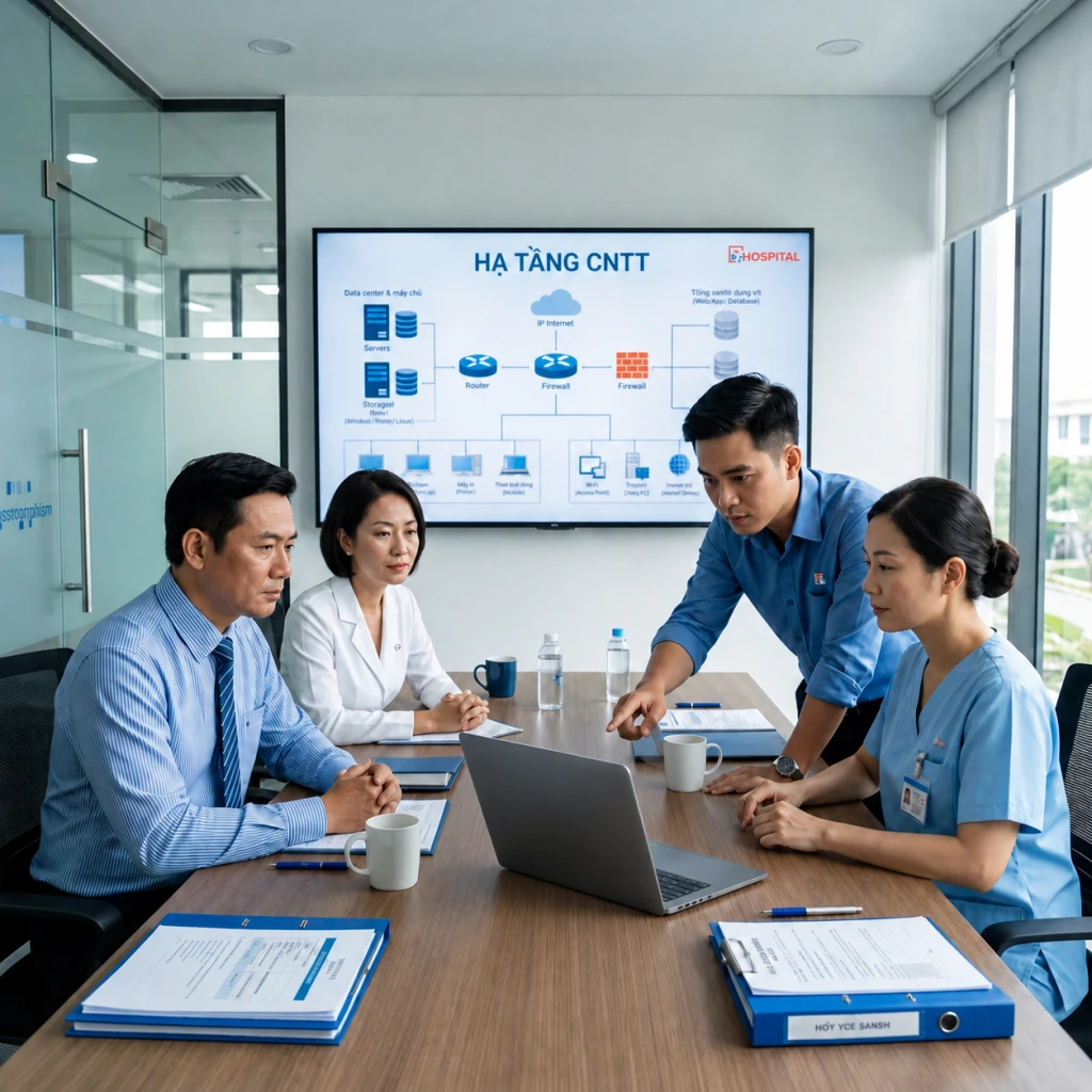 Ban dự án bệnh viện họp khảo sát hạ tầng CNTT