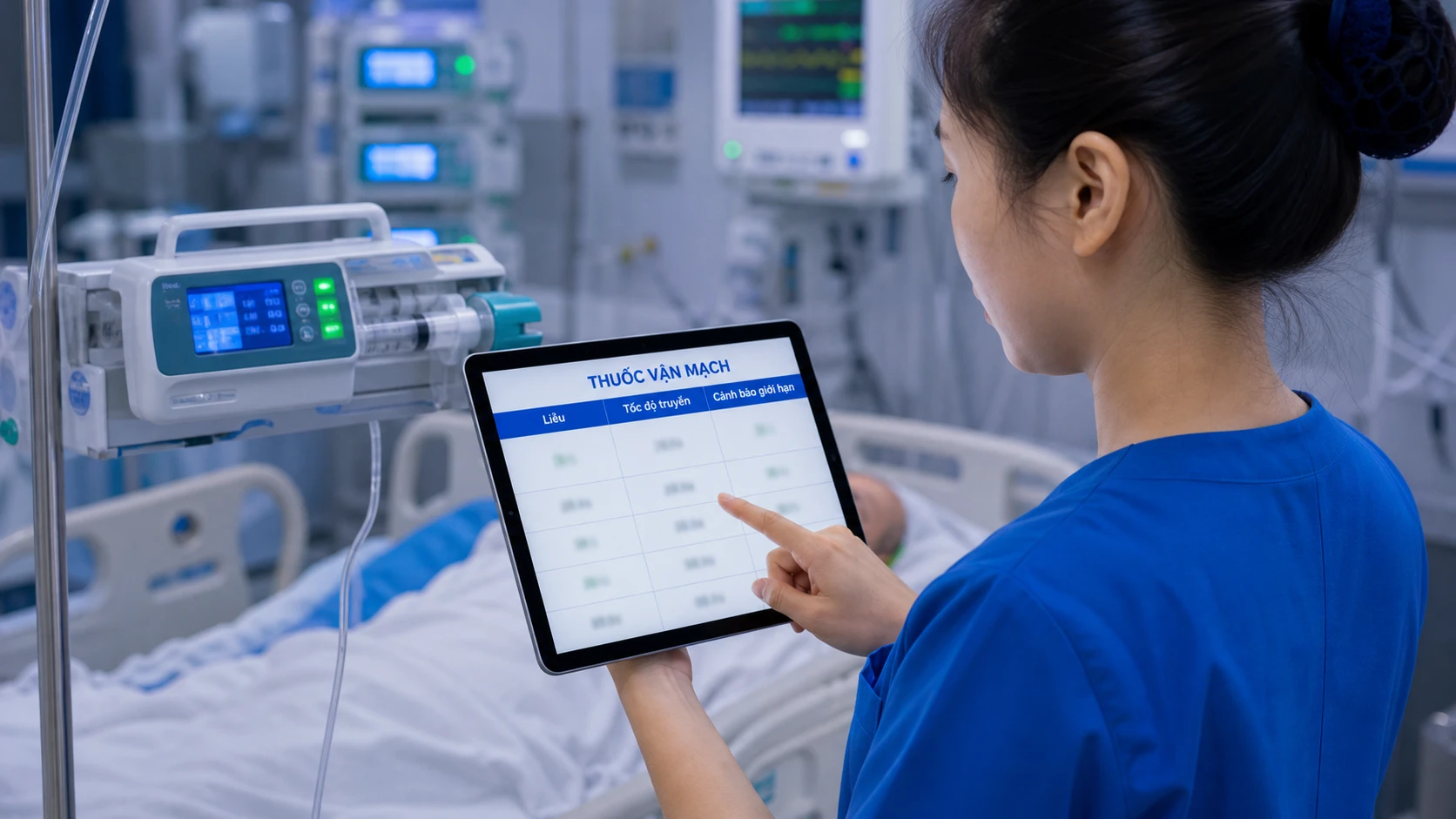 Bảng thuốc vận mạch điện tử trên phần mềm HIS tại ICU