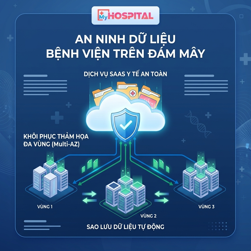 Mô hình bảo mật dữ liệu y tế và sao lưu phục hồi thảm họa đa vùng (Multi-AZ) trên đám mây SaaS