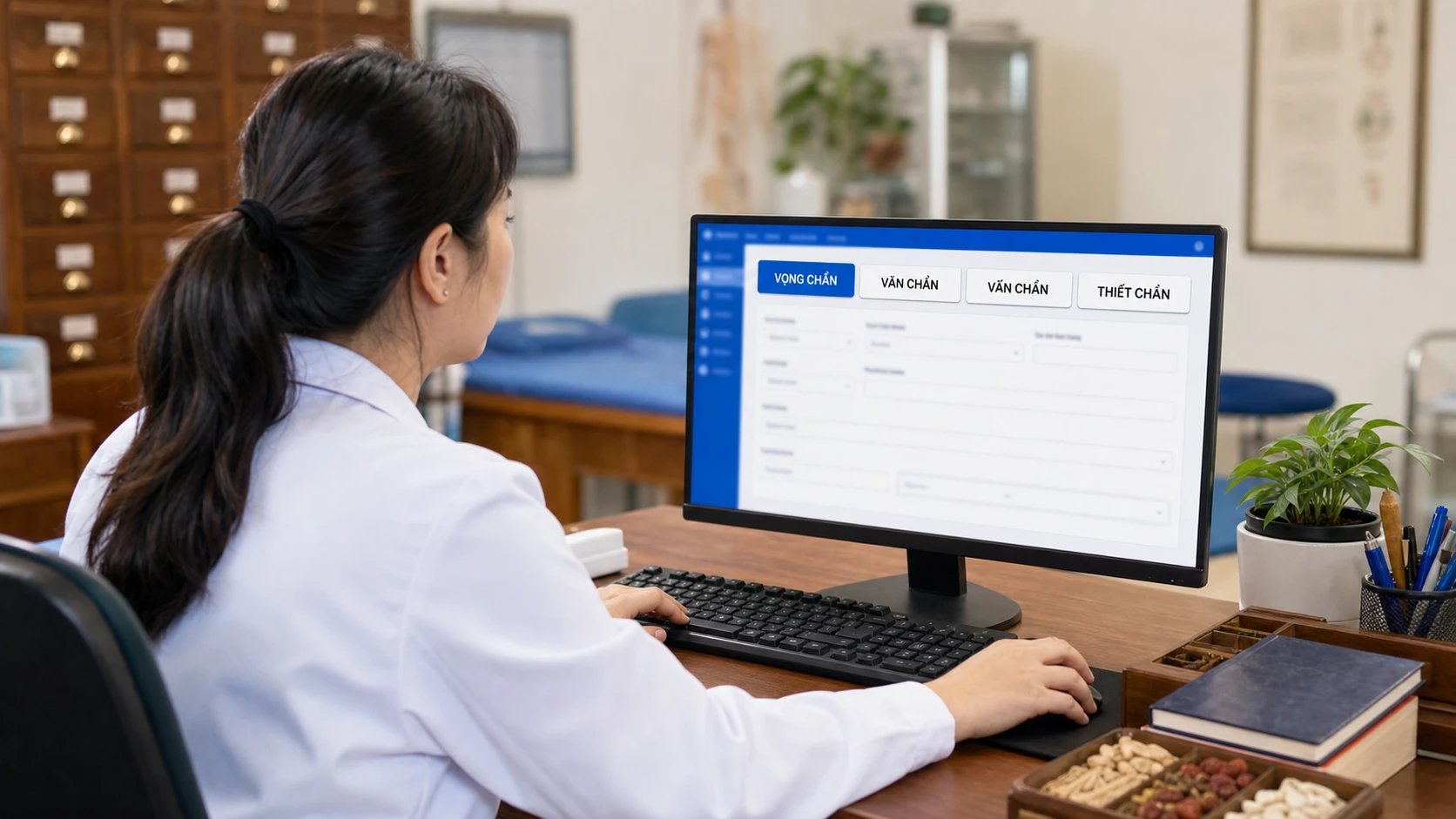 Giao diện form nhập tứ chẩn vọng văn vấn thiết trên bệnh án điện tử Y học cổ truyền
