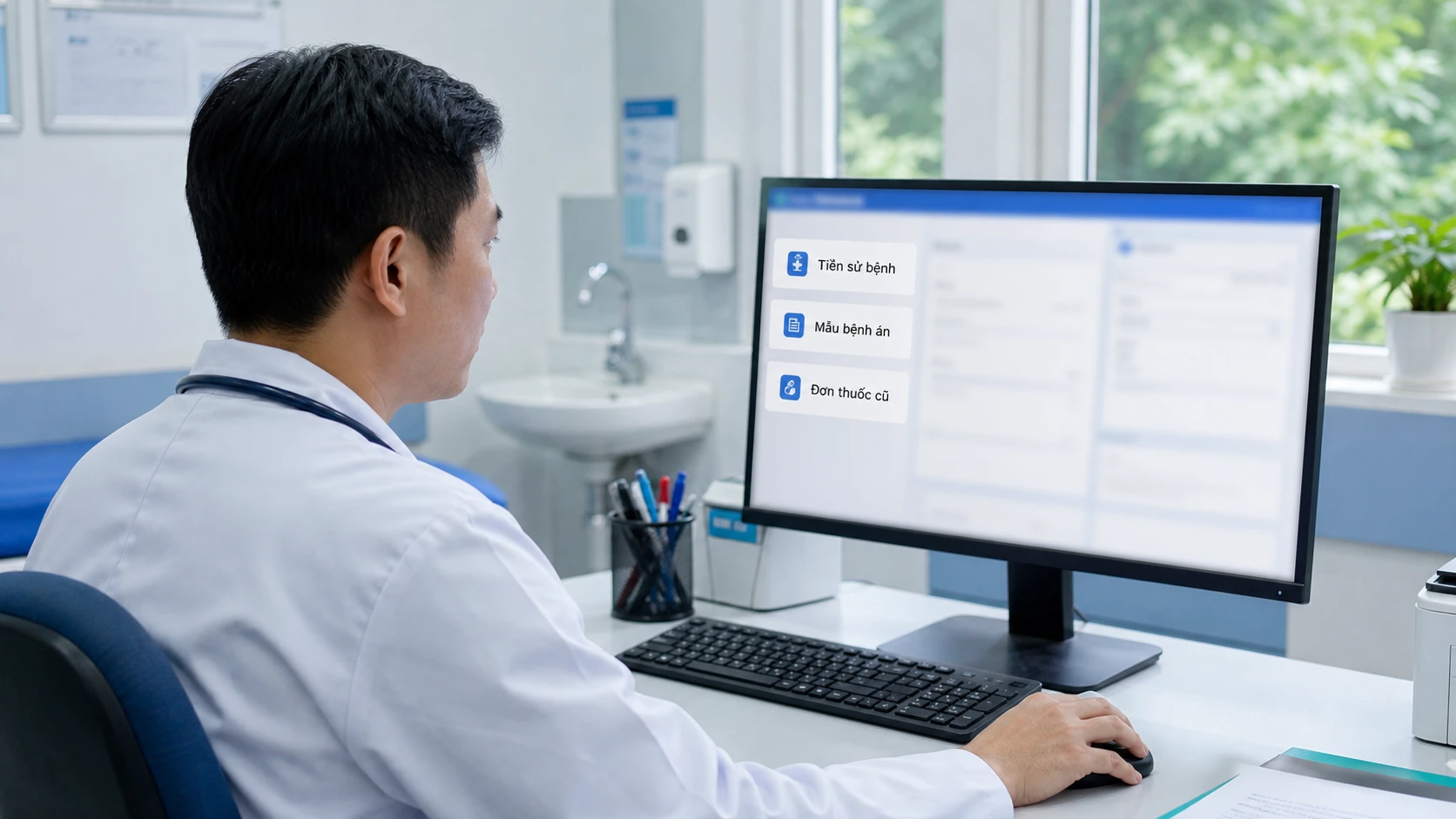 Giao diện bệnh án điện tử hiển thị tiền sử người bệnh