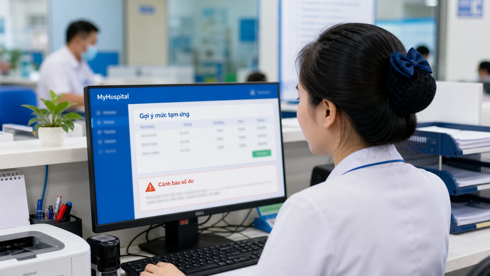 Giao diện phần mềm MyHospital gợi ý mức tạm ứng viện phí