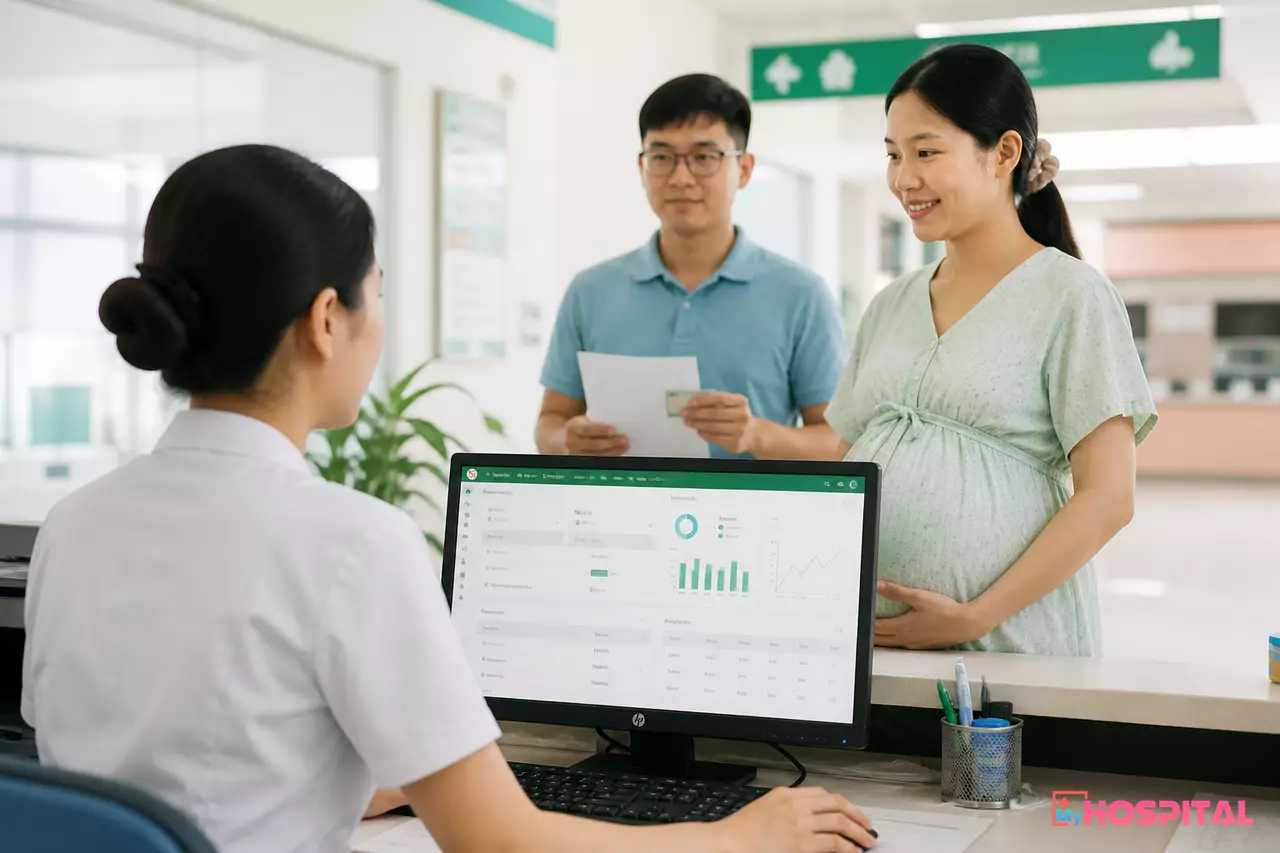 Thu ngân viện phí khoa sản tính toán gói sinh mổ theo yêu cầu có bảo hiểm y tế trên phần mềm HIS