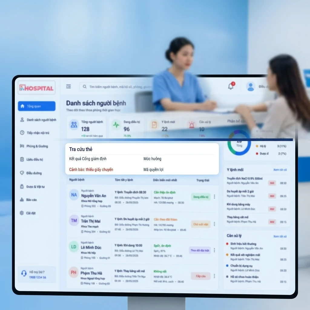 Phần mềm HIS tra cứu thẻ BHYT, cảnh báo sai sót tiếp đón