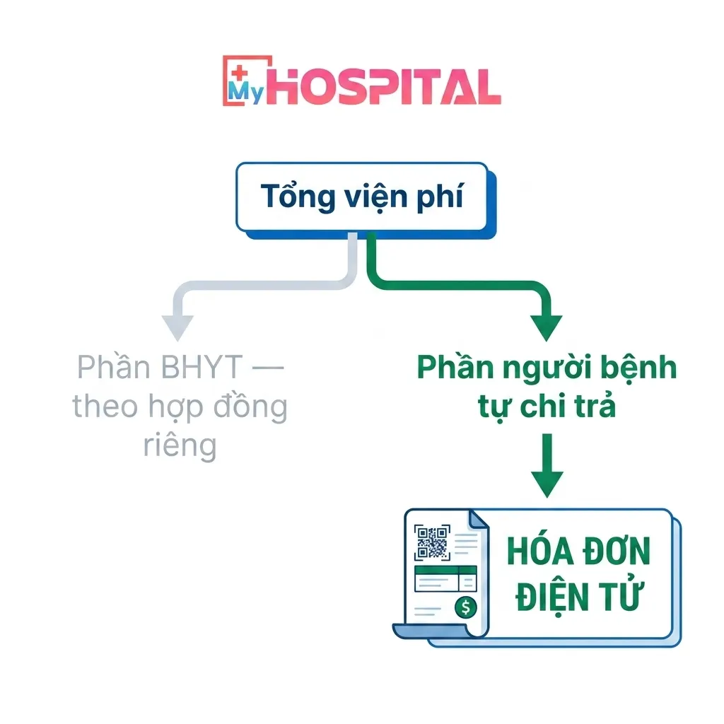 Sơ đồ tách giá trị BHYT và phần người bệnh tự chi trả khi xuất hóa đơn điện tử viện phí