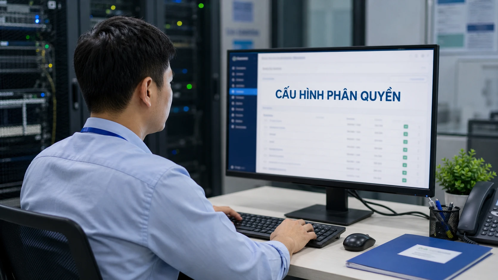 Cán bộ IT cấu hình ma trận phân quyền trên phần mềm HIS