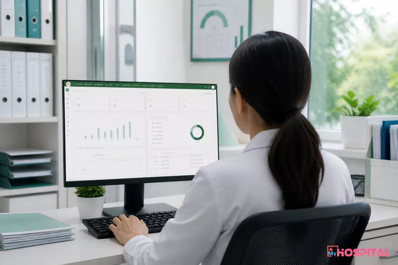 Nhân viên kế toán BHYT thao tác trên phần mềm có kết nối API trực tiếp tới Cổng giám định BHYT