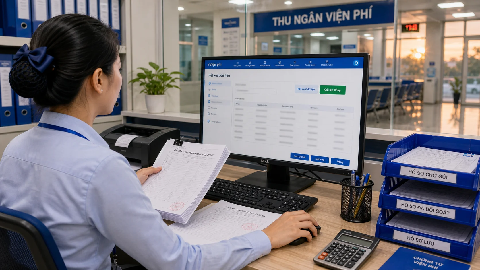 Kế toán viện phí đối soát dữ liệu cổng BHXH trước khi gửi XML