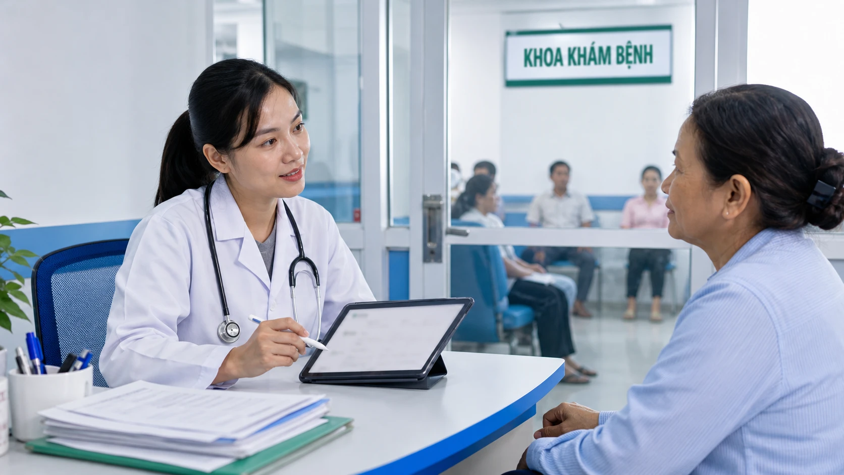 Bác sĩ dùng bệnh án điện tử khám nhanh nhiều người bệnh