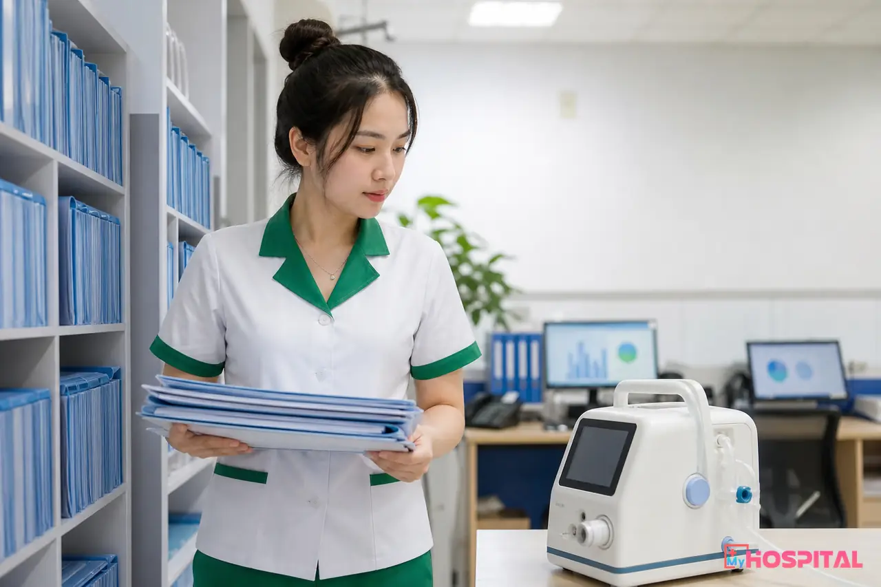 Kế toán viên đối chiếu hồ sơ phân loại tài sản cố định theo mục đích sử dụng