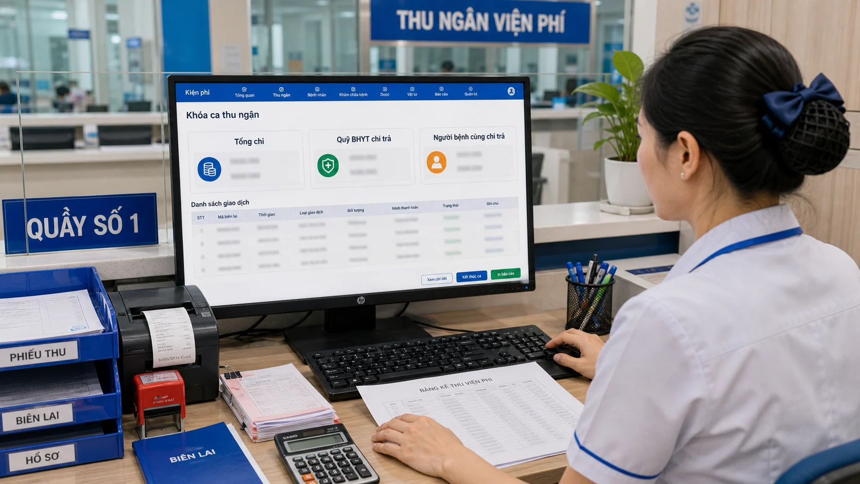 Khớp ba con số chi phí giữa sổ thu ngân viện phí và dữ liệu XML