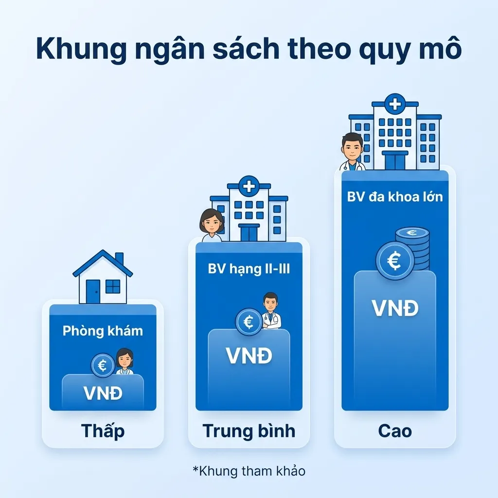 Khung ngân sách tiếp đón theo 3 quy mô cơ sở y tế