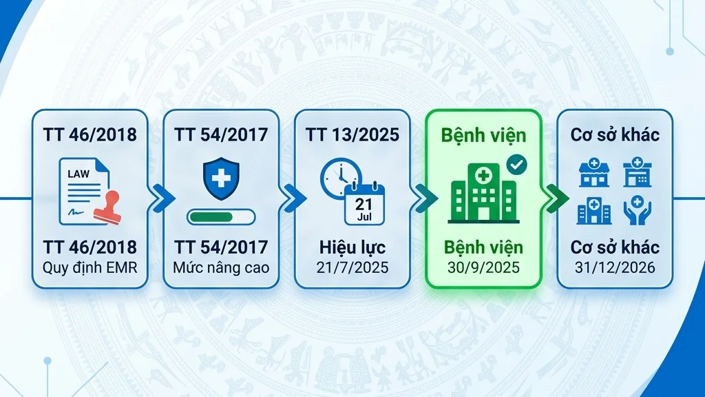 Trục thời gian lộ trình pháp lý bắt buộc triển khai bệnh án điện tử theo Thông tư 13/2025/TT-BYT