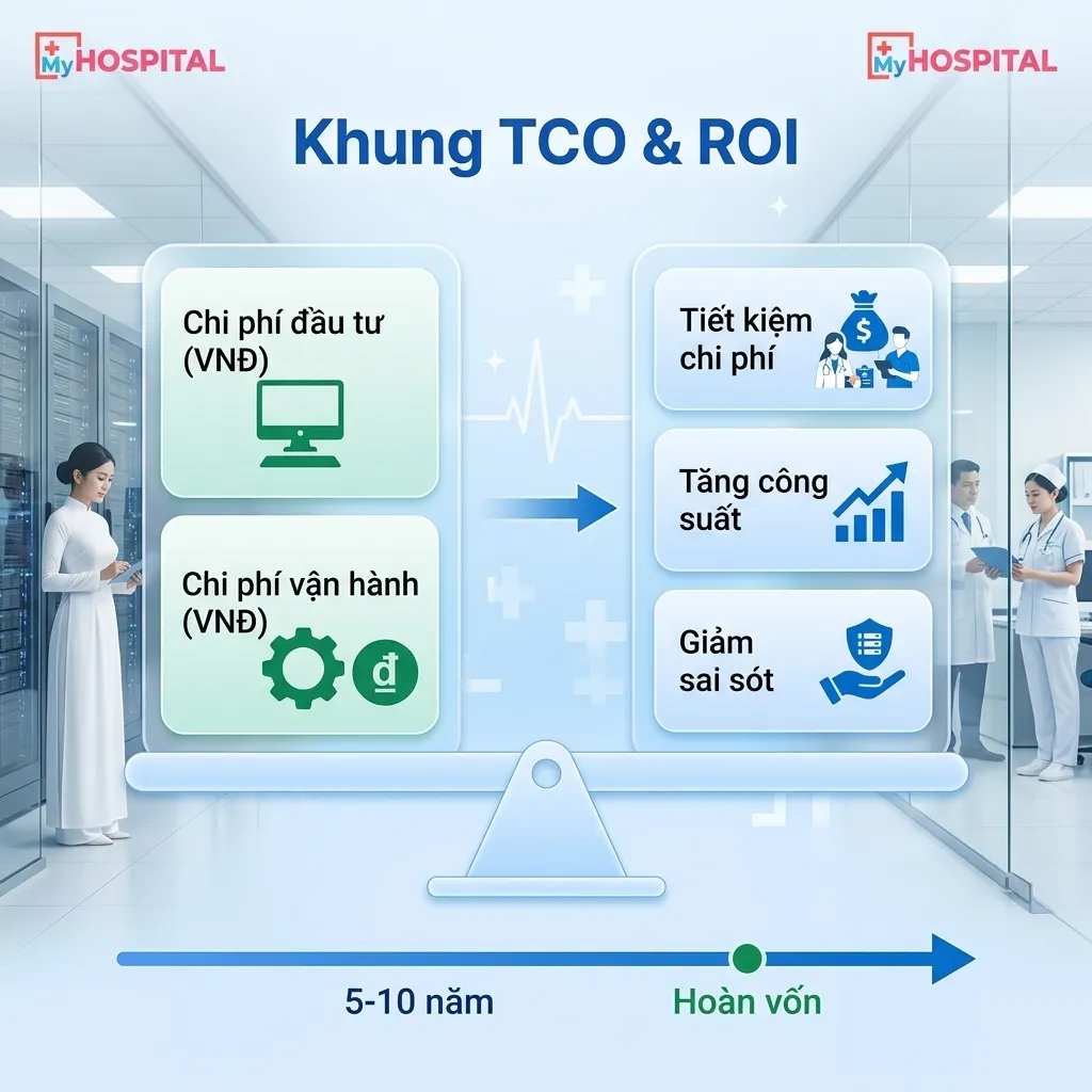 Sơ đồ khung TCO và ROI đầu tư bệnh án điện tử