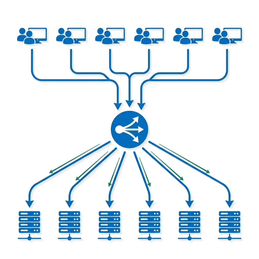 Sơ đồ kiến trúc scale-out: load balancer phân phối tải sang nhiều node xử lý HIS