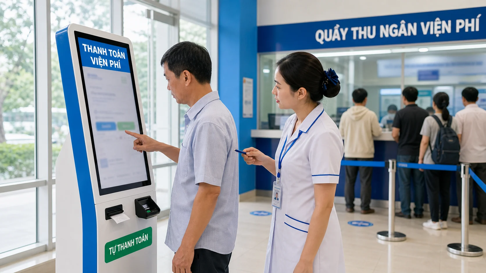 Kiosk tự thanh toán viện phí: giảm tải quầy thu ngân