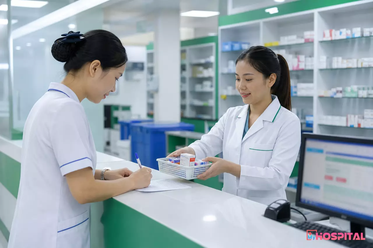 Điều dưỡng ký nhận phiếu lĩnh thuốc trước khi thuốc rời kho dược