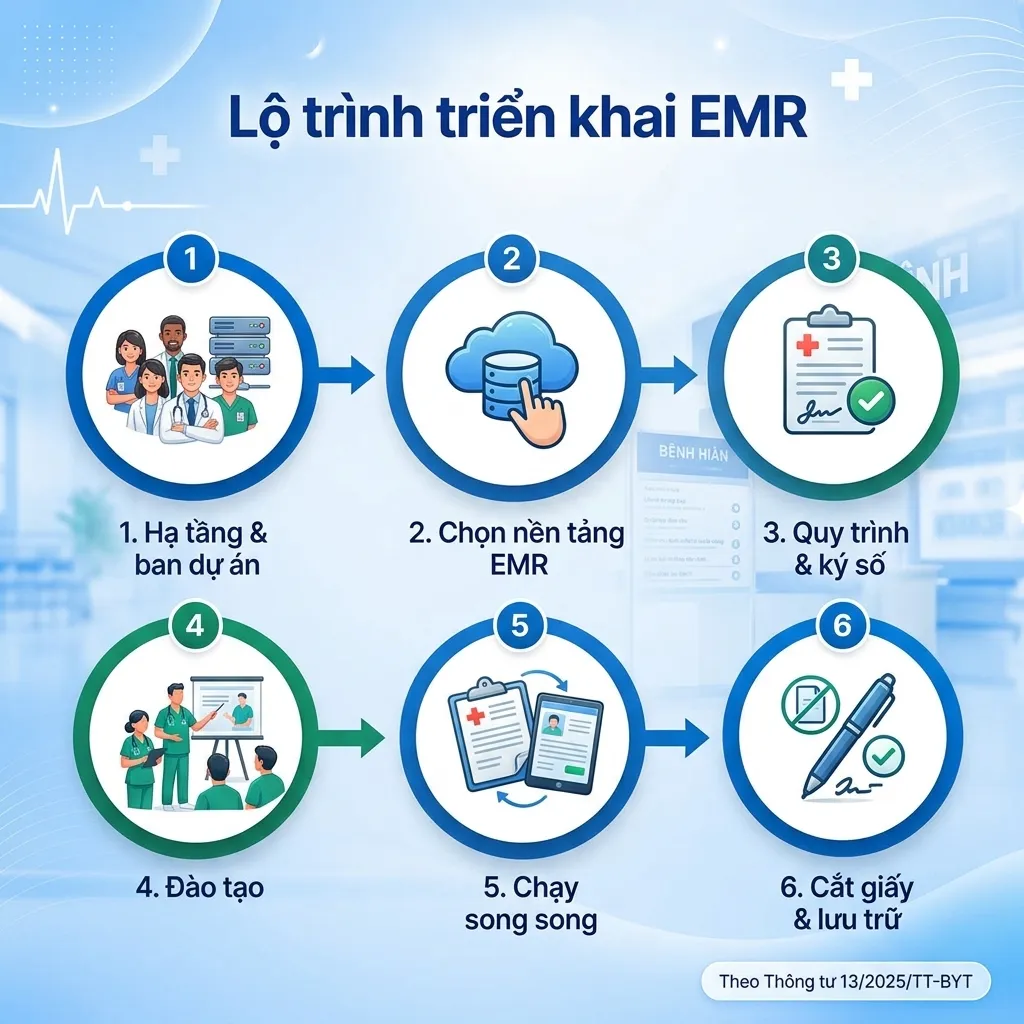 Lộ Trình Bỏ Bệnh Án Giấy & Triển Khai EMR: Kế Hoạch 6 Giai Đoạn