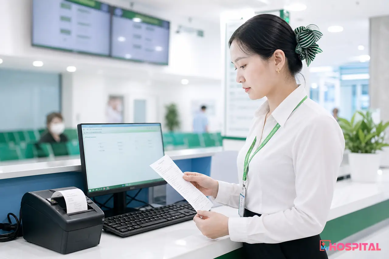Thu ngân viện phí đối chiếu máy POS báo thành công với phần mềm chưa ghi nhận giao dịch