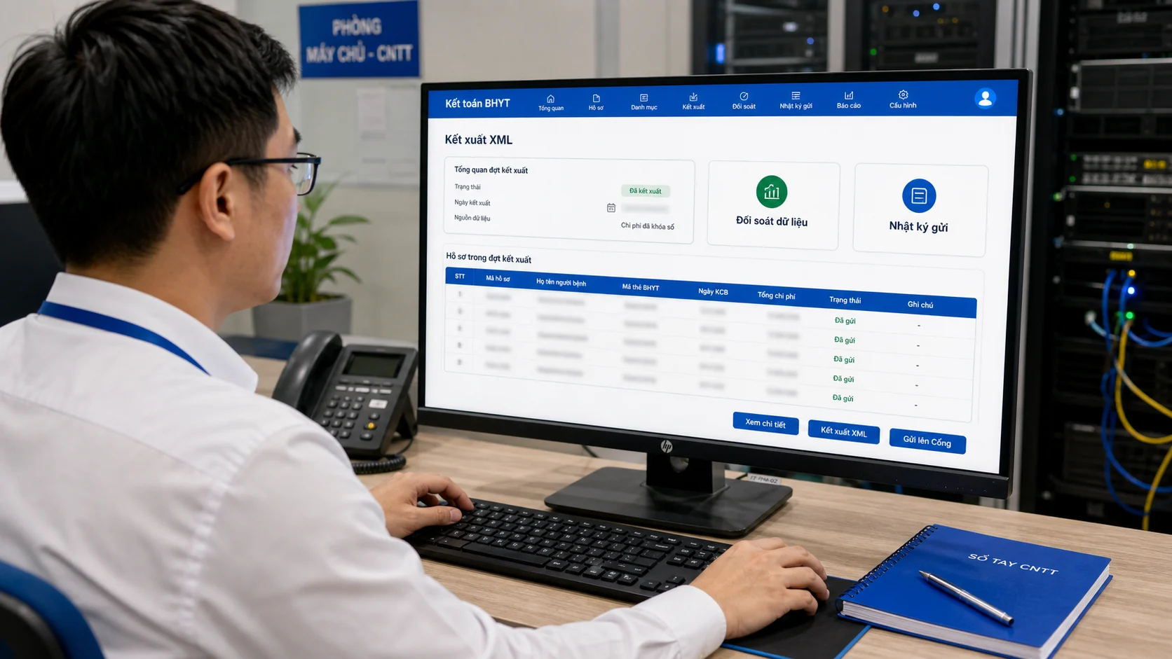 Màn hình kết xuất và đối soát XML 4210 trên phần mềm MyHospital