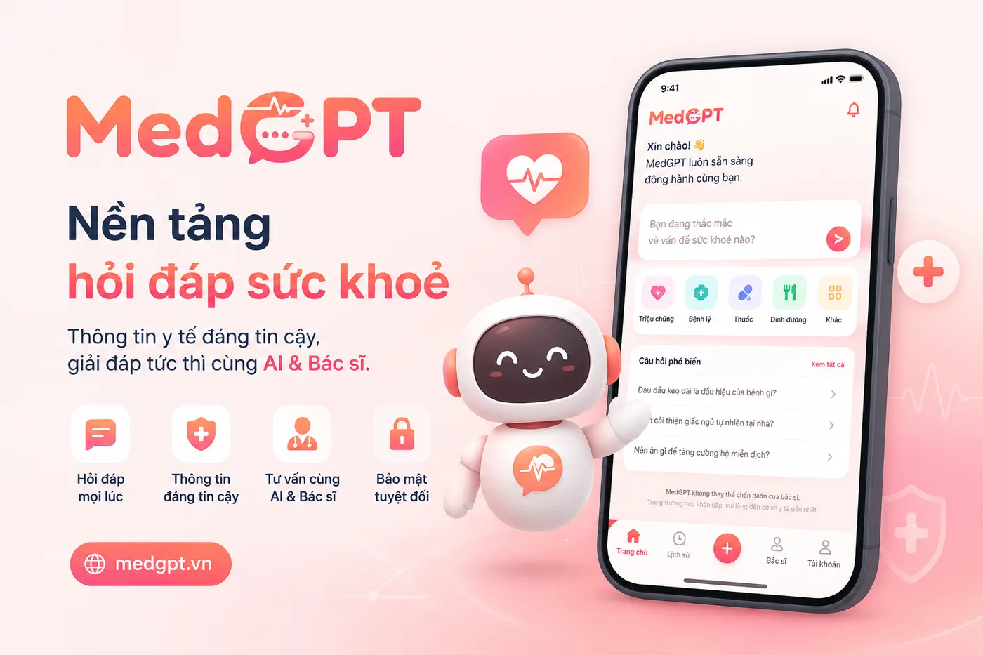 MedGPT - nền tảng hỏi đáp sức khỏe miễn phí tích hợp AI và bác sĩ do MyHospital phát triển