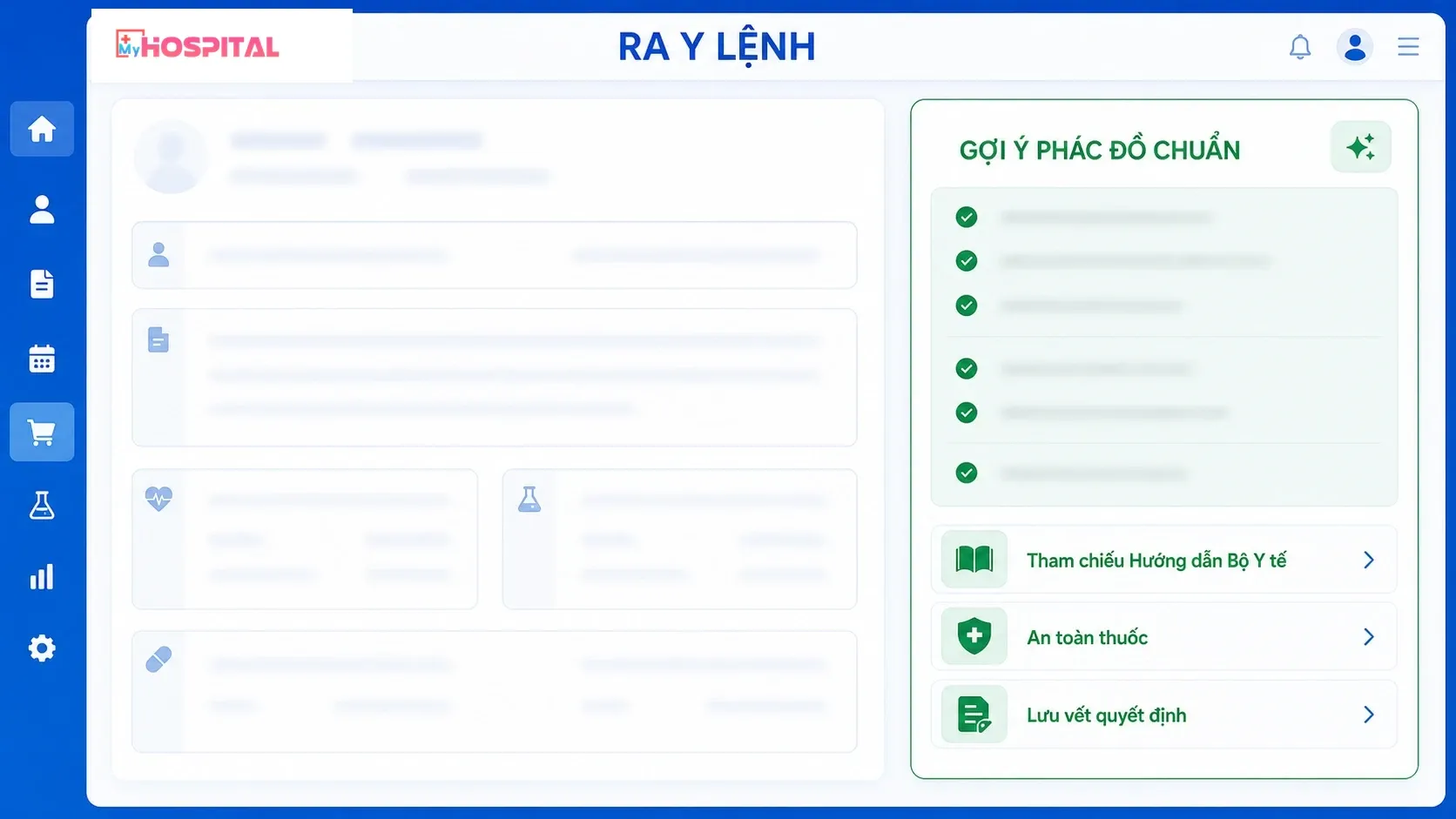 MyHospital gợi ý phác đồ chuẩn trong màn hình ra y lệnh EMR