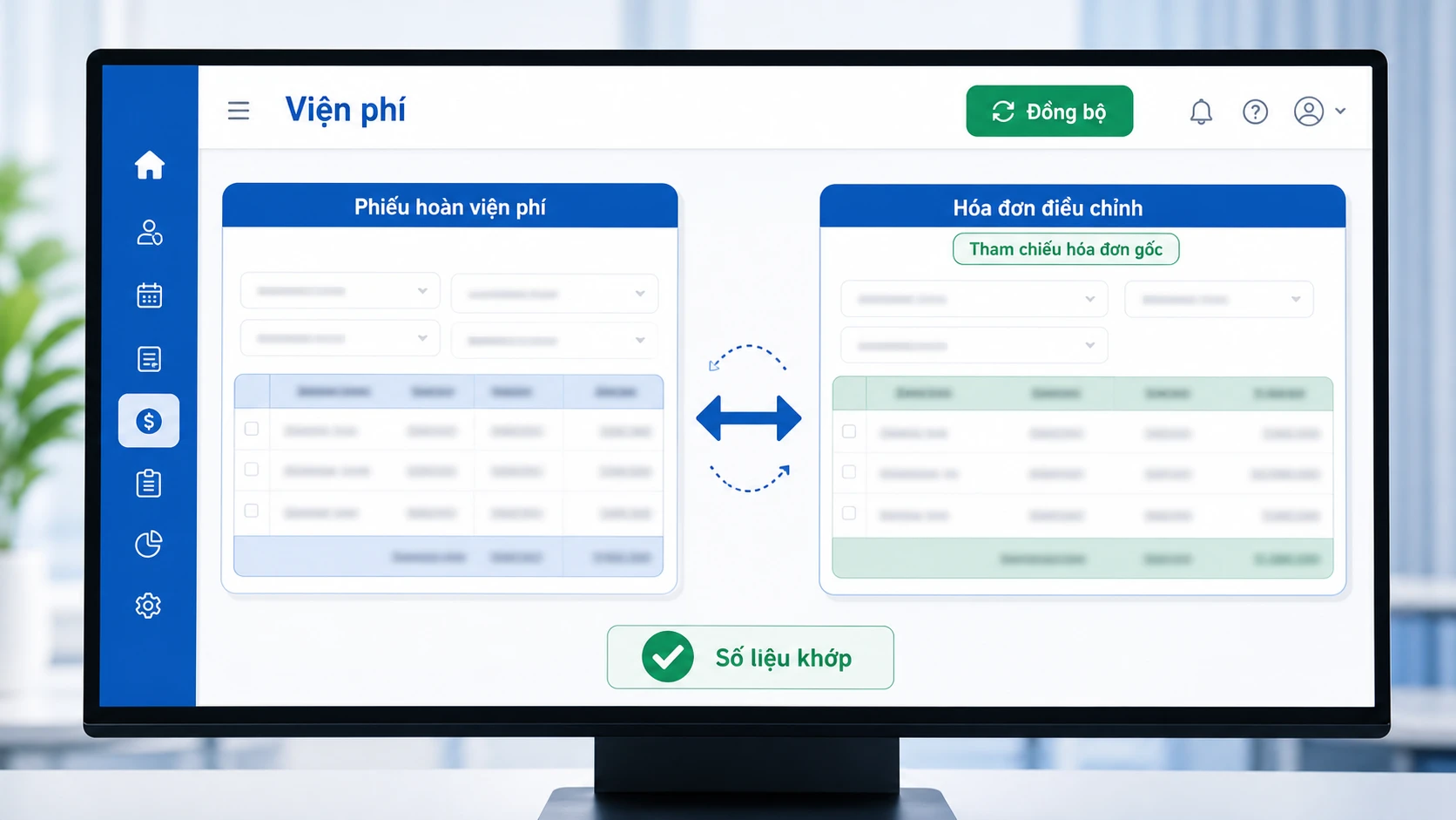 MyHospital đồng bộ phiếu hoàn viện phí với hóa đơn điều chỉnh