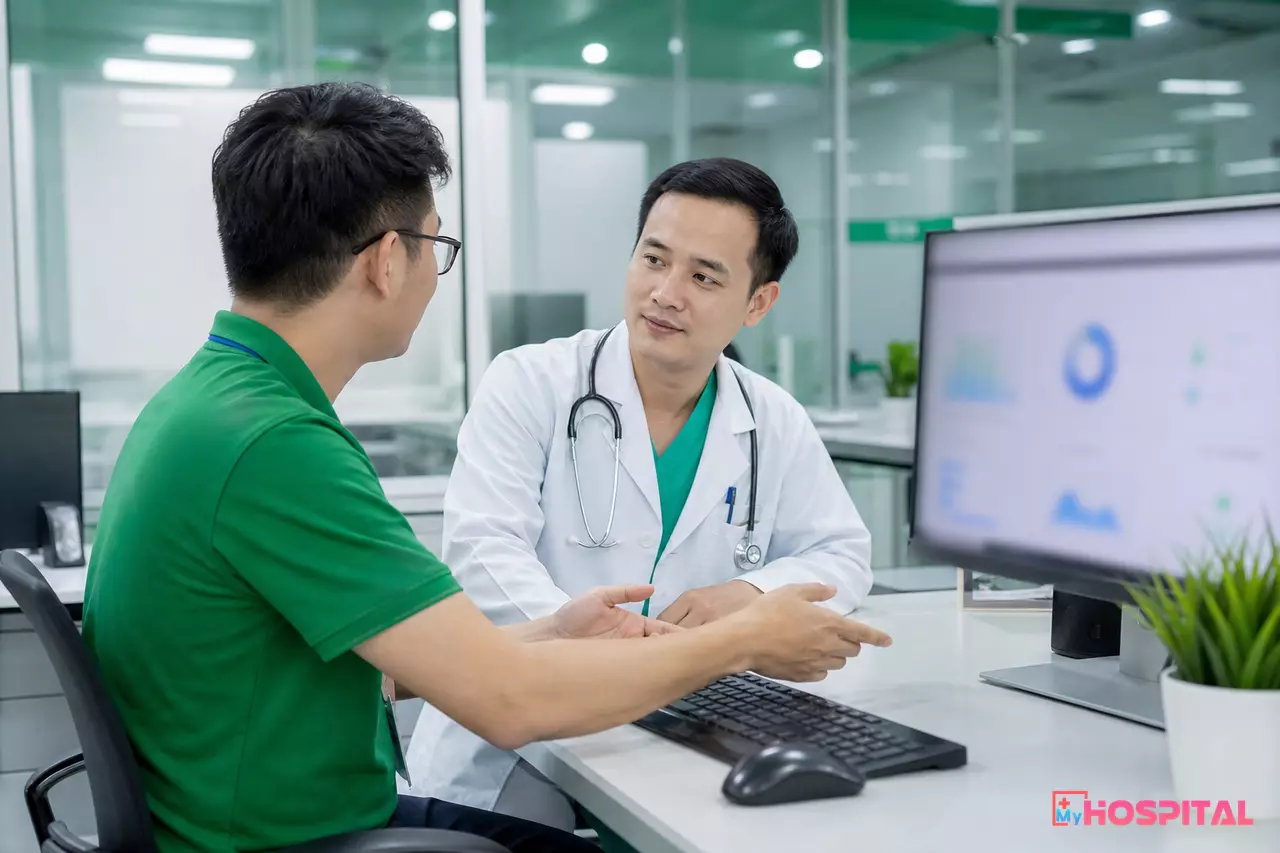 Cán bộ công nghệ thông tin và bác sĩ trao đổi về việc cấp chứng thư số