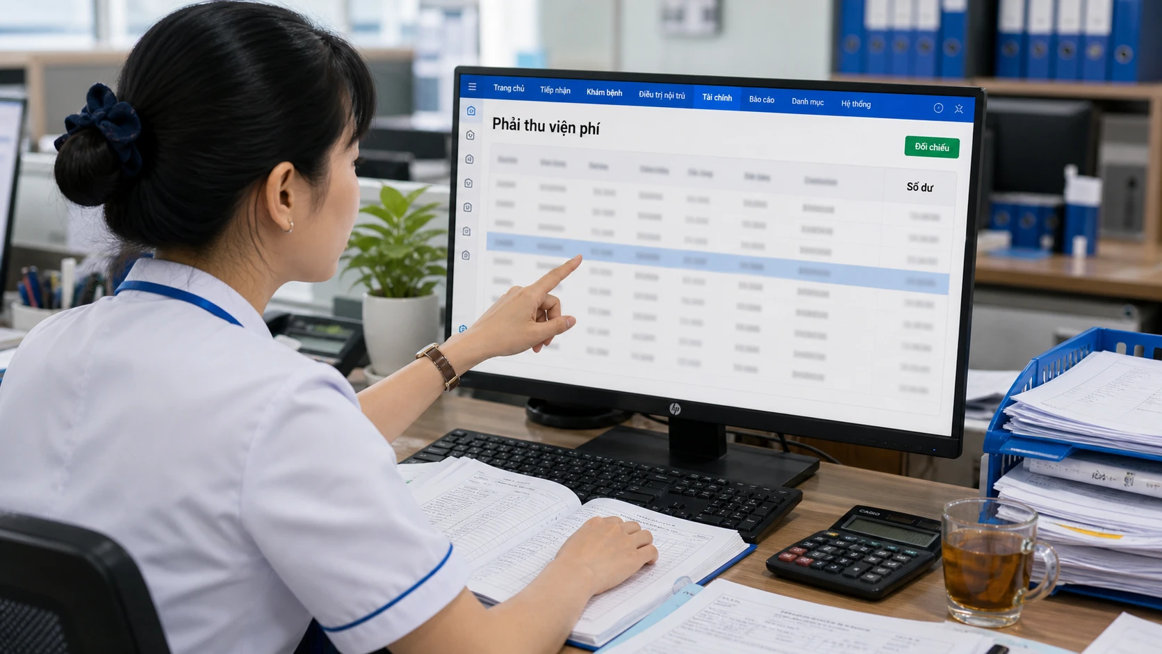 Kế toán rà soát bảng phải thu công nợ viện phí