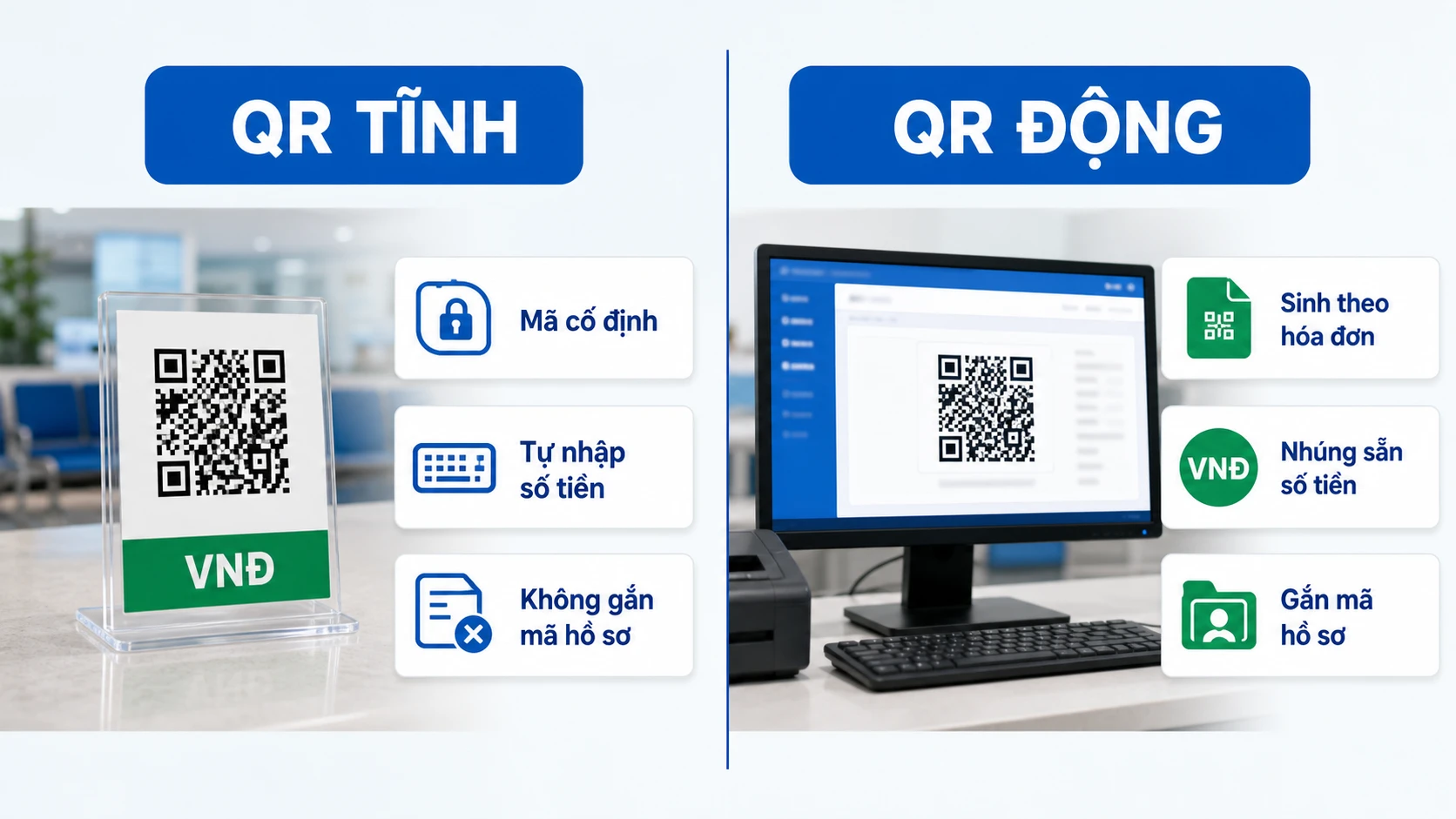 So sánh QR tĩnh cố định và QR động trên HIS